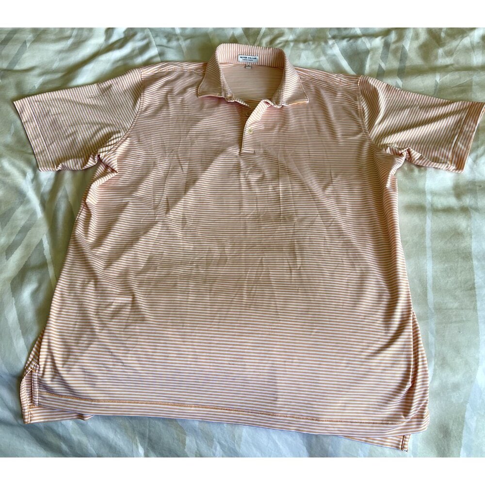 Peter Millar XL Polo Summer Comfort Orange Stripes- Excellent